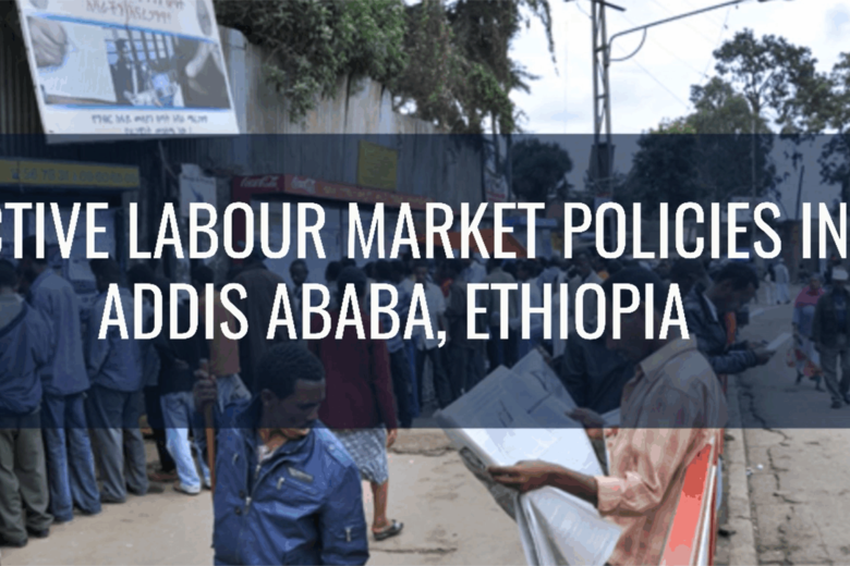 Long line of people browsing the job listings exhibited in Addis Ababa, Ethiopia