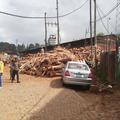 Pile of wood stored outside a factory in Addis Ababa