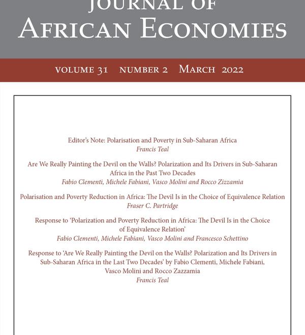 Cover image for Journal of African Economies March 2022 special issue