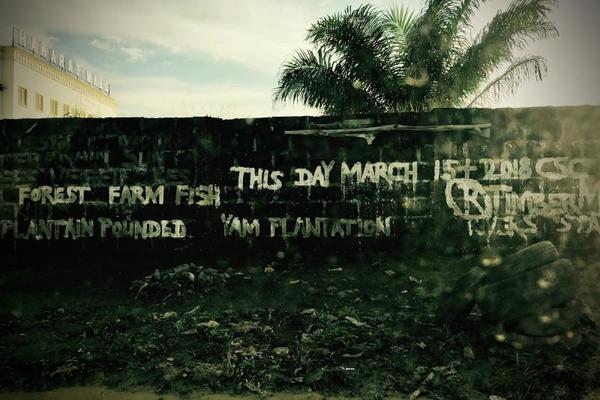 Graffiti on a wall on Obi Wale Street in Port Harcourt