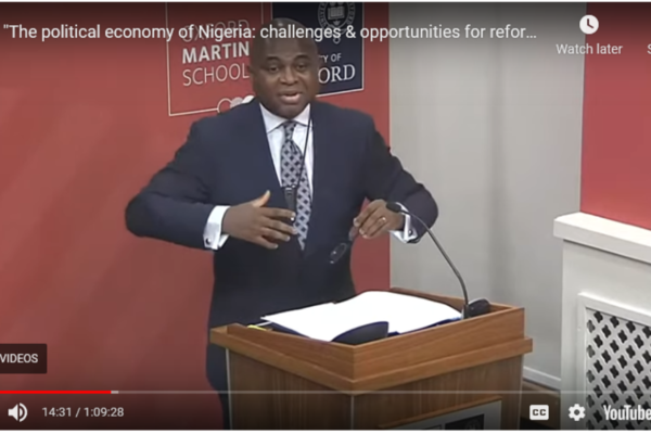 Kingsley Moghalu speaking at the Nigeria event
