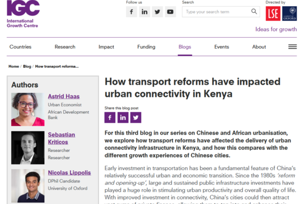 screenshot of How transport reforms have impacted urban connectivity in Kenya post