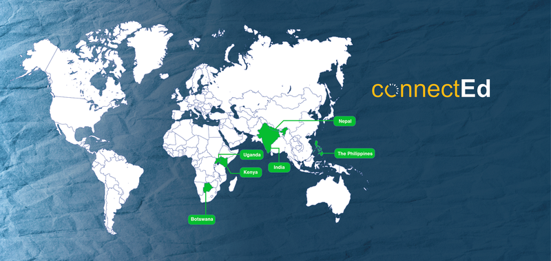 World map pointing to countries where ConnectEd are working