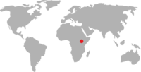 World map pointing to Uganda