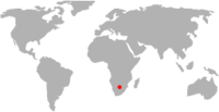 World map with red dot on Botswana
