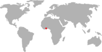 World map pointing to Ghana