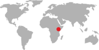 World map pointing to the Kenya and Uganda