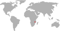 World map with red dot on Malawi