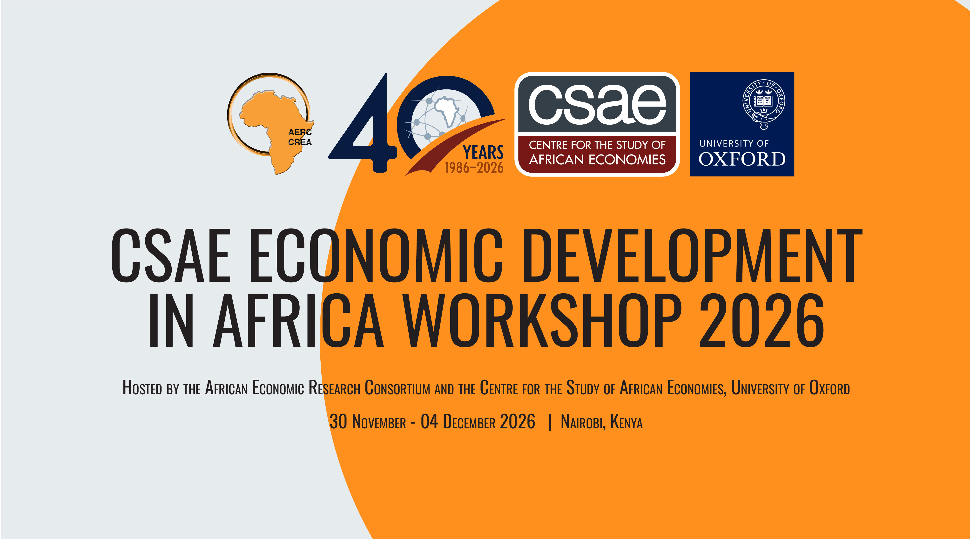 CSAE Workshop 2026 graphic with grey and orange background and CSAE and AERC logos