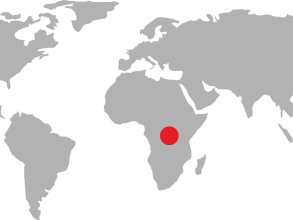 World map pointing to the Democratic Republic of Congo