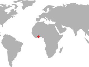 World map pointing to Ghana