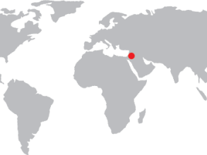 World map with red dot on Jordan