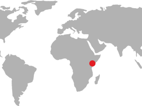 World map pointing to Kenya