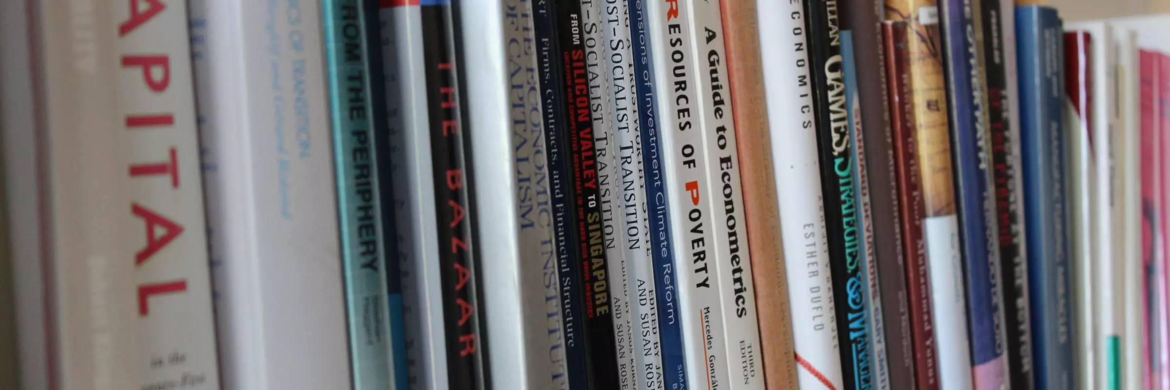 Book shelf with economics books