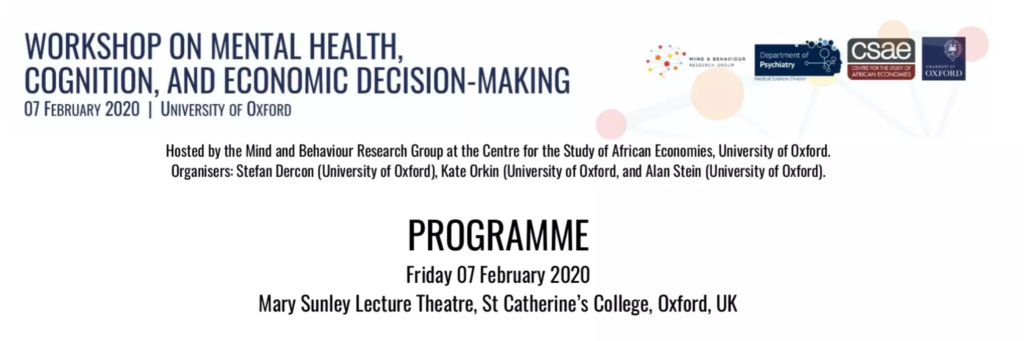 Programme header for the workshop
