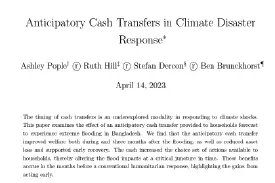 Screenshot of Anticipatory Cash Transfer front page of the working paper