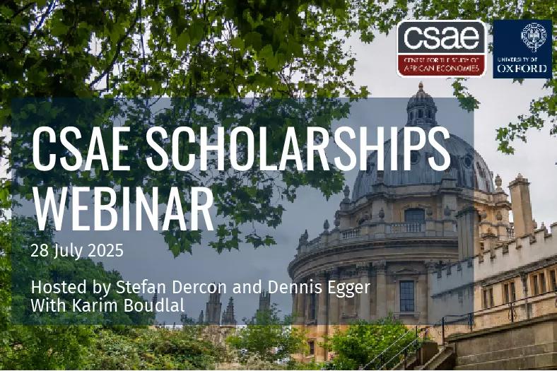 CSAE Scholarships Webinar July 2025 graphic with photo of Radcliffe Camera in the background