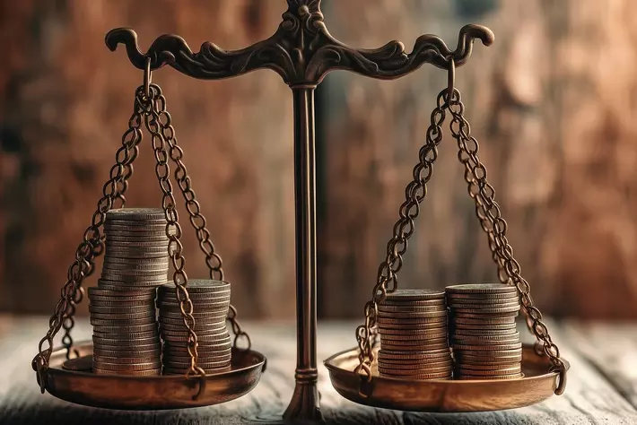 Photo of coins on a pair of scales