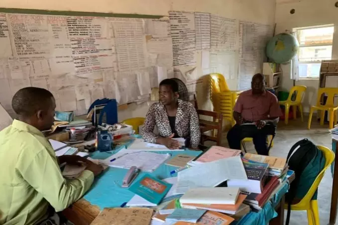 Photograph of follow up visit to a primary school in Malawi as part of the school leadership project